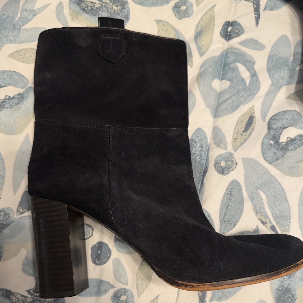 Mango Black Heeled Boots Chunky Suede Elegance 40/9